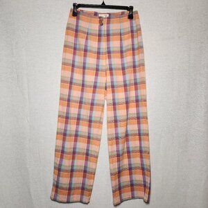 Billabong Pants The Salty Blonde Plaid Soft Linen Blend Size 24